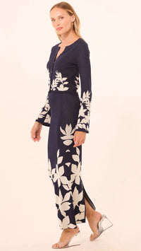 Misa Shae Knit Midi Skirt in Navy Flora