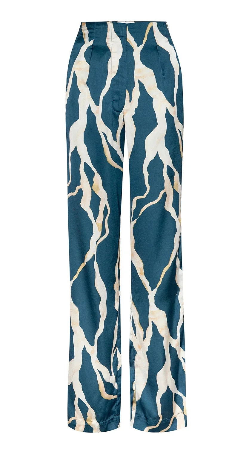 Misa Rita Satin Pant in Vertical Abstract