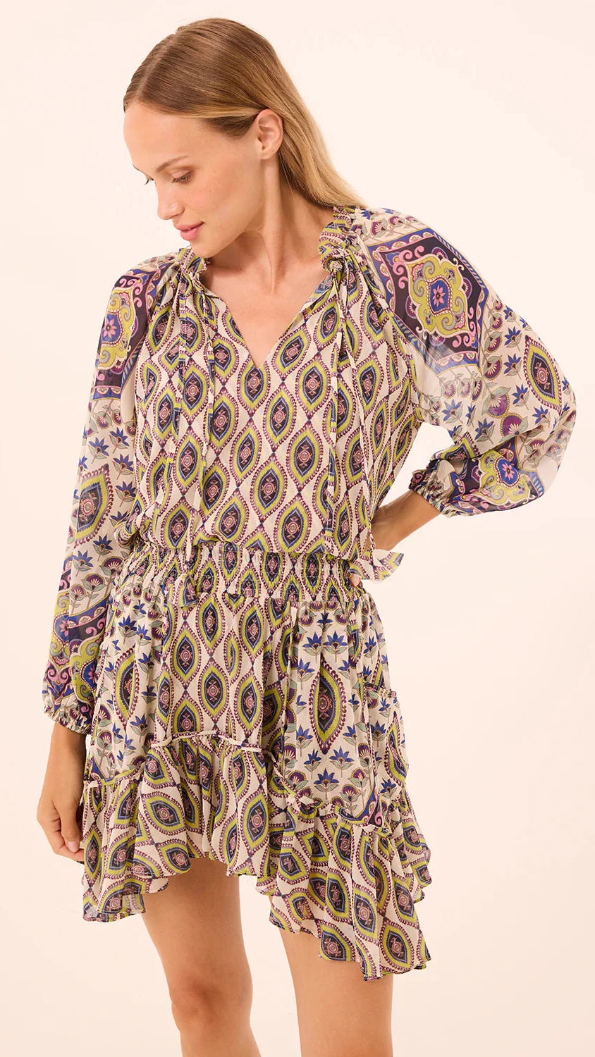 Misa Soma Mini Skirt in Mosaic Eye Chiffon