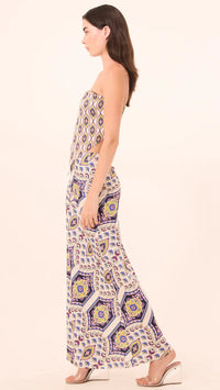 Misa Mae Strapless Top in Mosaic Eye Satin