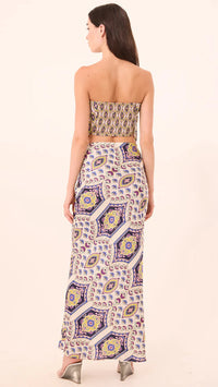 Misa Mae Strapless Top in Mosaic Eye Satin