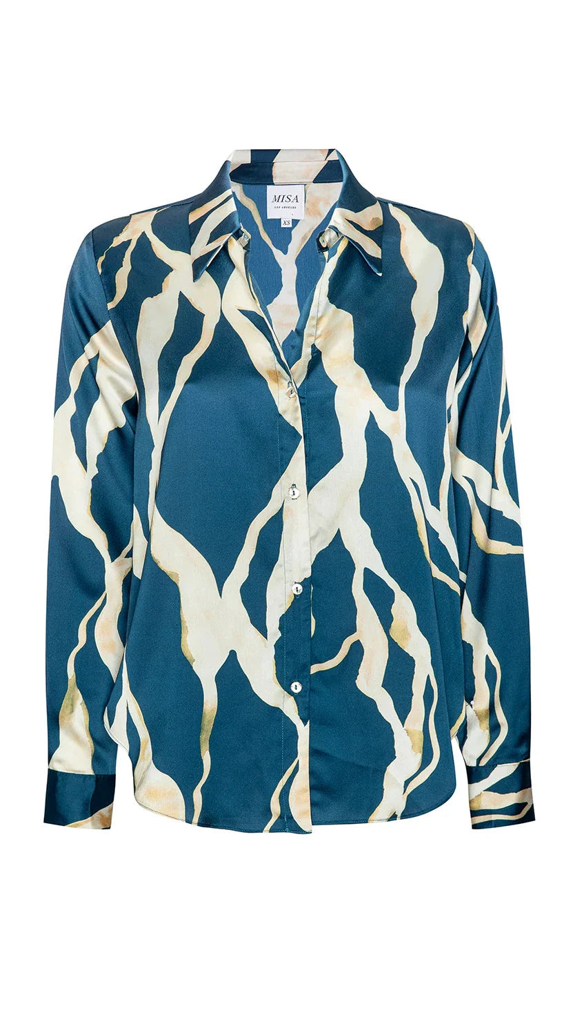 Misa Celine Button Down Top in Vertical Abstract