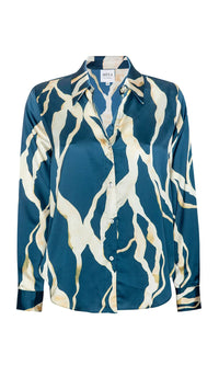 Misa Celine Button Down Top in Vertical Abstract