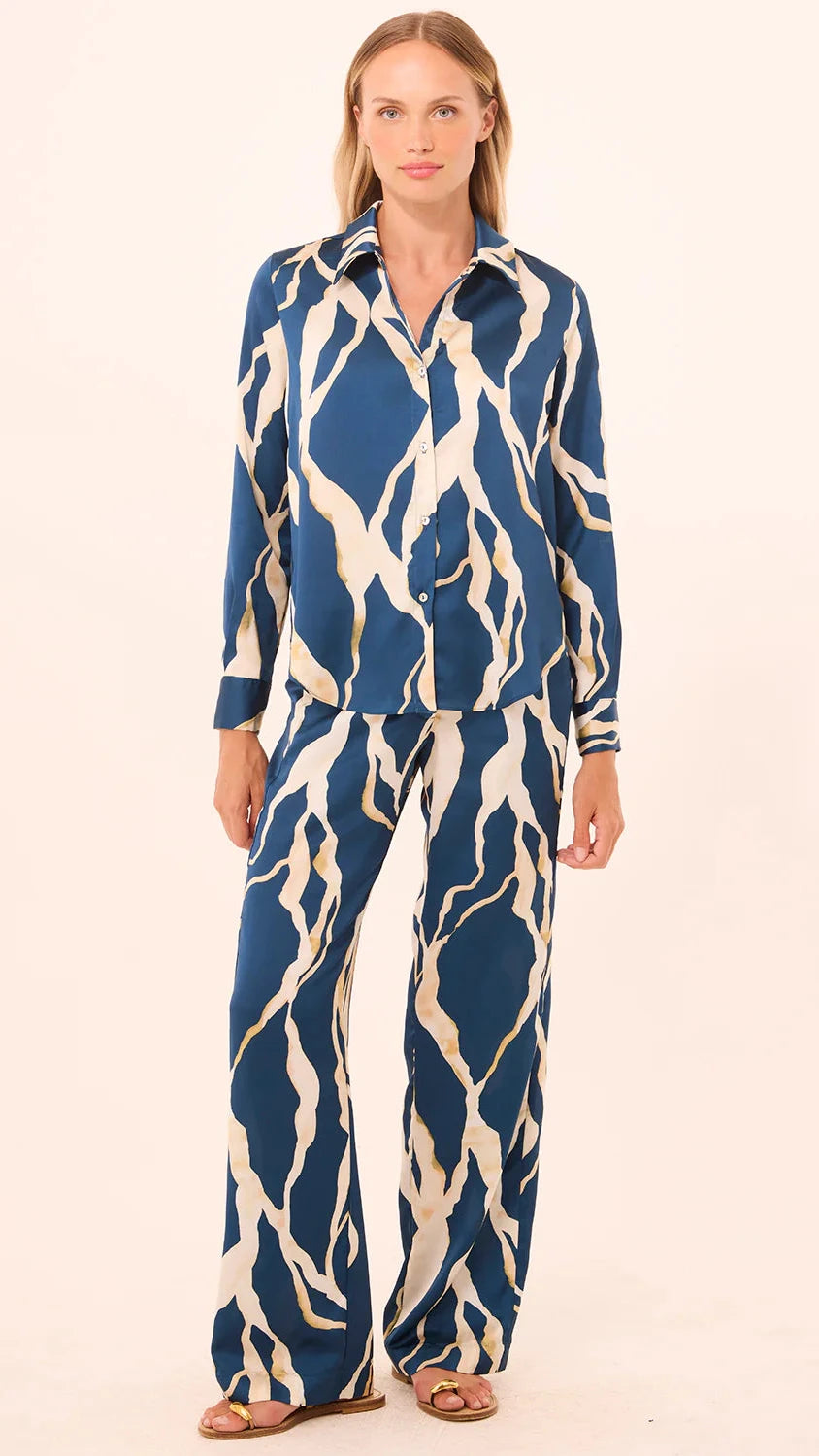 Misa Rita Satin Pant in Vertical Abstract