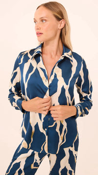 Misa Celine Button Down Top in Vertical Abstract