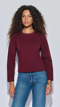 Nation LTD Ruthie Ruched Long Sleeve Top in Bordeaux