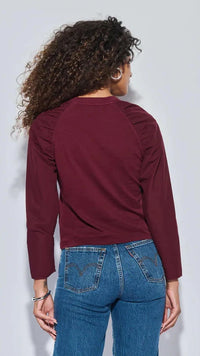 Nation LTD Ruthie Ruched Long Sleeve Top in Bordeaux
