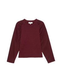 Nation LTD Ruthie Ruched Long Sleeve Top in Bordeaux