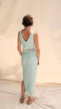 Saylor Randall Beaded Two Piece Set in Seafoam