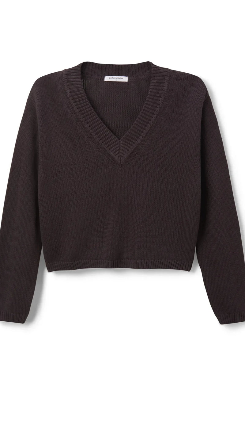 Perfect White Tee Addie Cotton Oversized Sweater in Cocoa