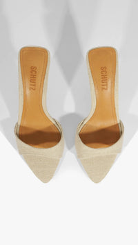Elodie Linen Heel in Off White