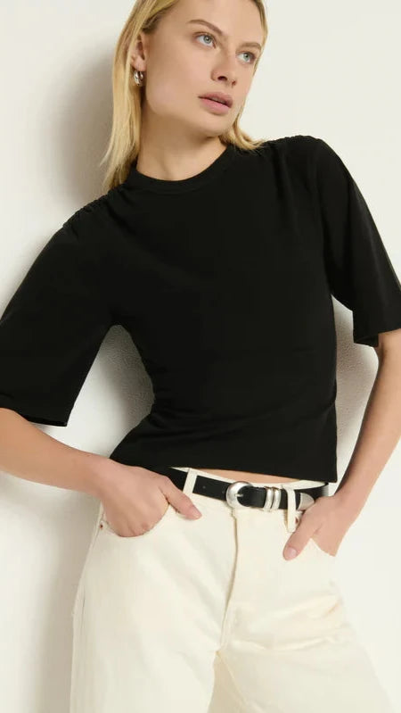 Nation LTD Samera Shirred Top in Black