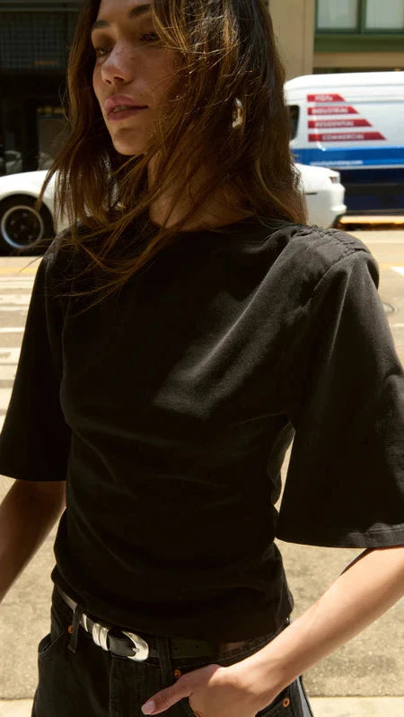 Nation LTD Samera Shirred Top in Black
