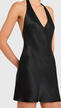 Amanda Uprichard Bondi Halter Mini Dress in Black