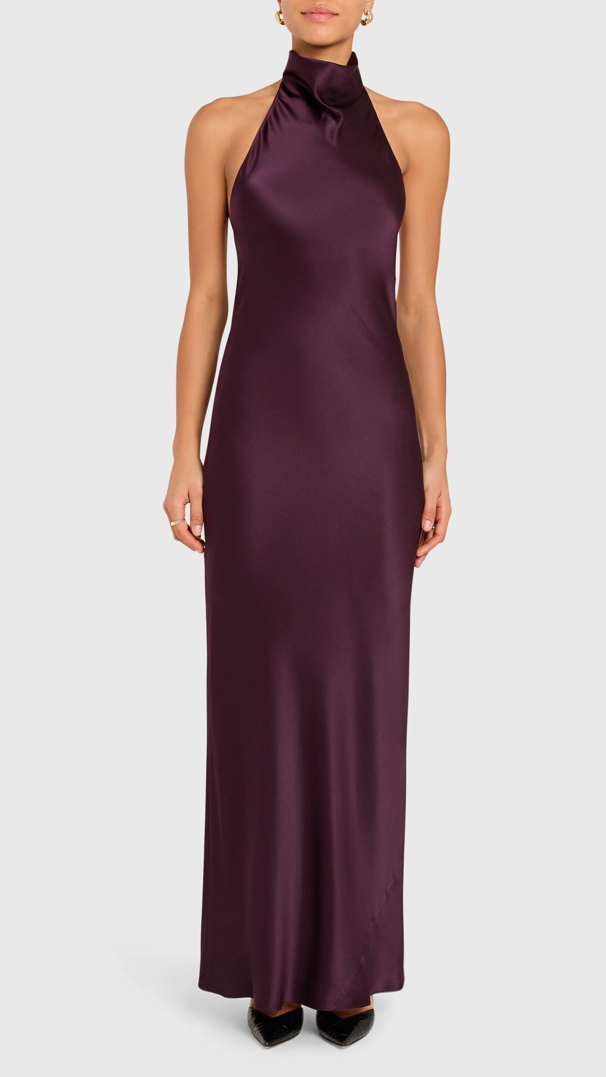 Amanda Uprichard Santana Open Back Gown in Black Cherry