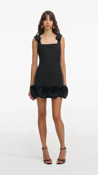 Self Portrait Crepe 3D Flower Mini in Black