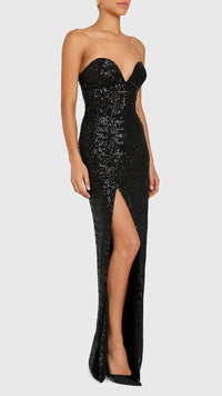 Amanda Uprichard Cherri Sequin Gown in Black