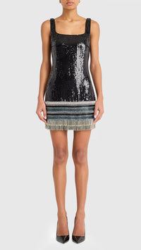 Amanda Uprichard Augustine Sequin Mini Dress in Black Multi