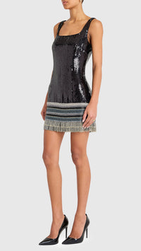 Amanda Uprichard Augustine Sequin Mini Dress in Black Multi
