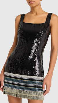 Amanda Uprichard Augustine Sequin Mini Dress in Black Multi