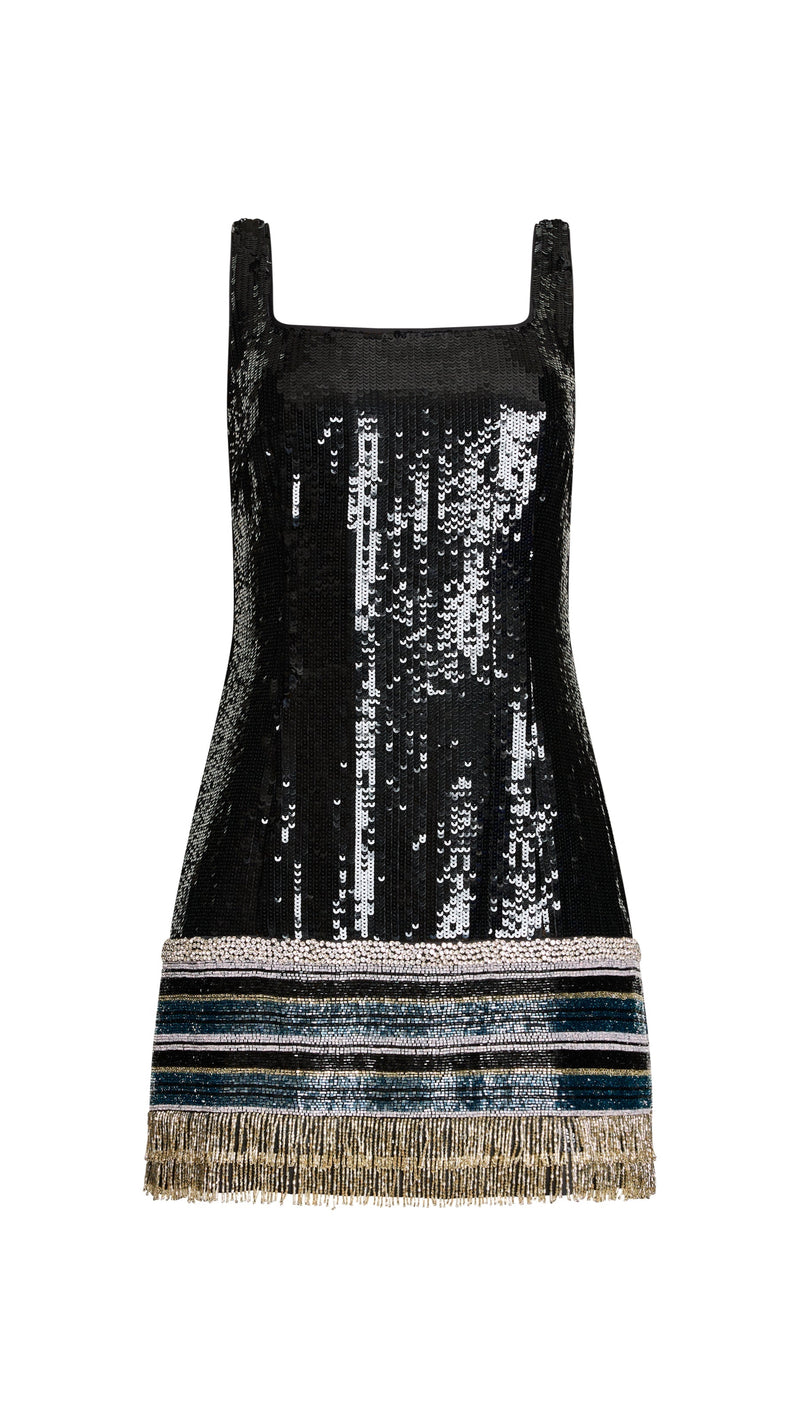 Amanda Uprichard Augustine Sequin Mini Dress in Black Multi