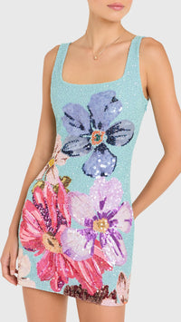 Amanda Uprichard Augustine Sequin Mini Dress in Daphne Floral