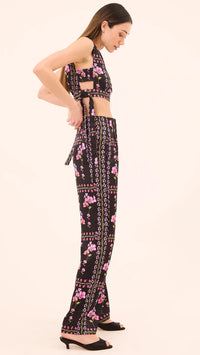 Misa Rita Satin Pant in Midnight Lattice