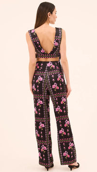 Misa Olena Satin Top in Midnight Lattice