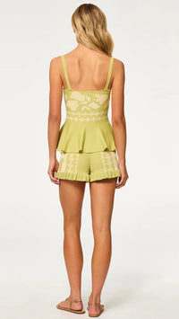 Misa Lexi Floral Knit Shorts in Green