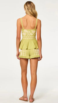 Misa Miley Floral Knit Top in Green
