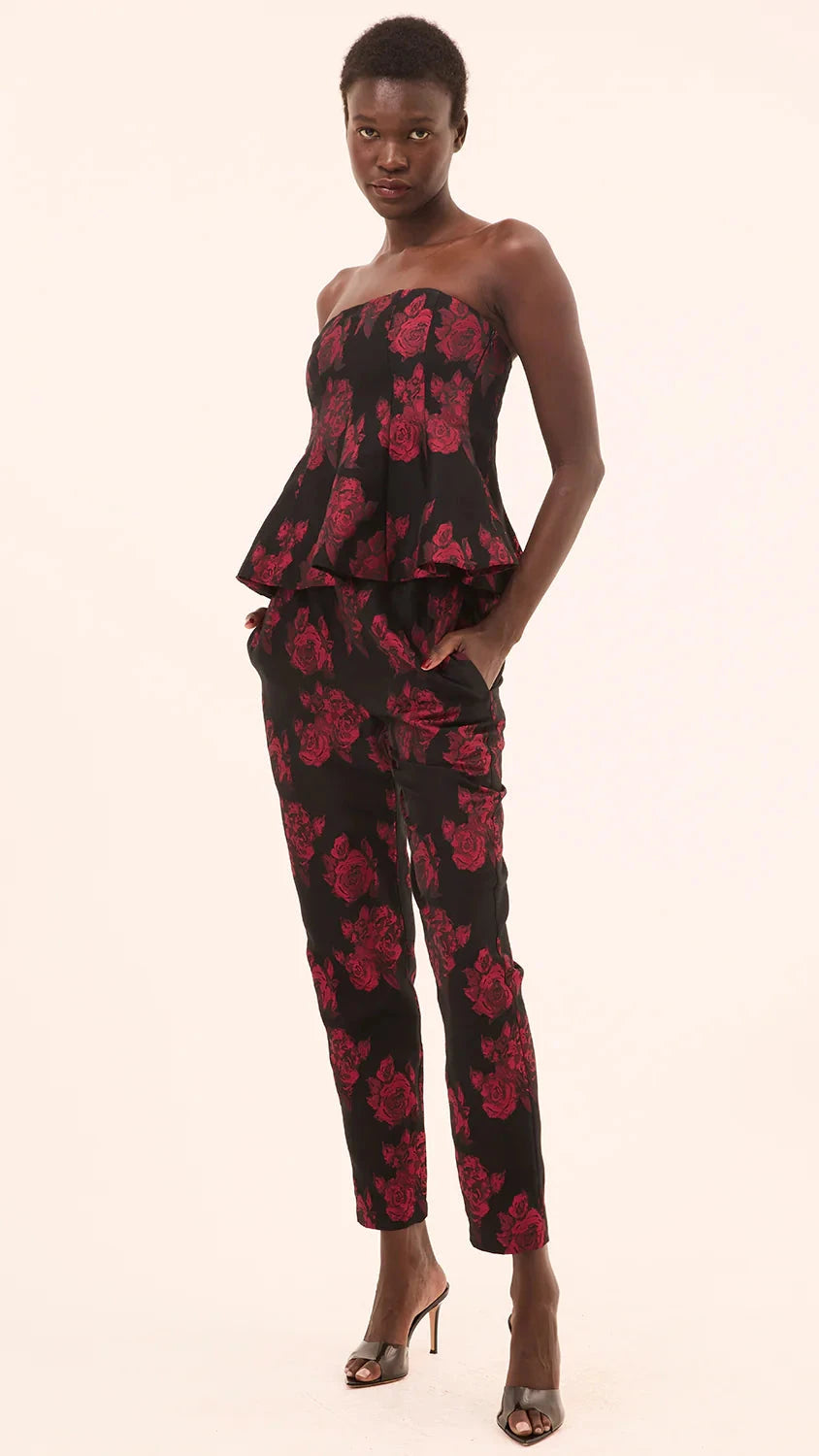 Misa Ria Brocade Pant in Midnight Rose