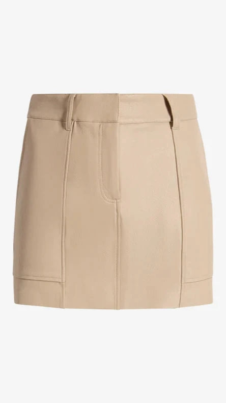 Commando Faux Leather Utility Micro Mini Skirt in Sand