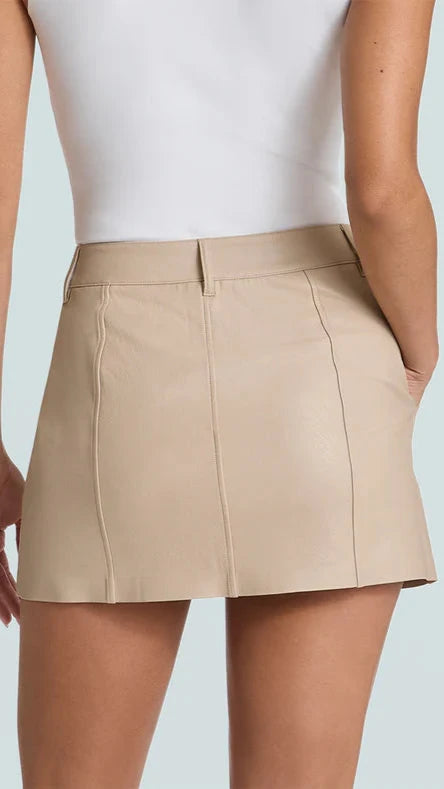 Commando Faux Leather Utility Micro Mini Skirt in Sand