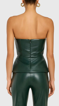 Amanda Uprichard Juno Leather Top in Moss
