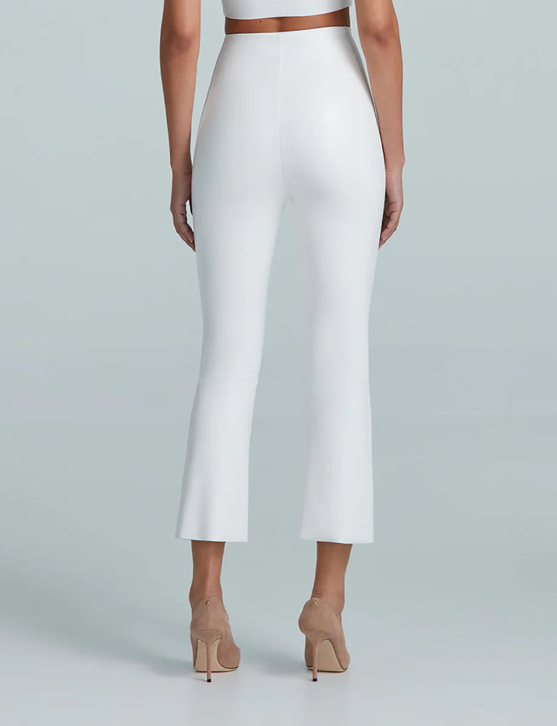 Commando Faux Leather High Waisted Crop Flare Pant in White