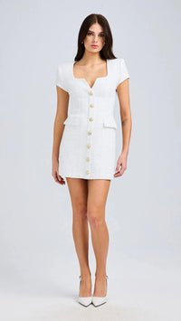 Generation Love Brunella Tweed Mini Dress in White