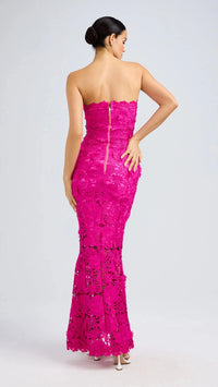 Generation Love Mirelle 3D Lace Gown in Hibiscus