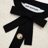 Self Portrait Sequin Bow Cardigan in Cream