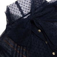 Self Portrait Dot Mesh Midi Dress in Navy