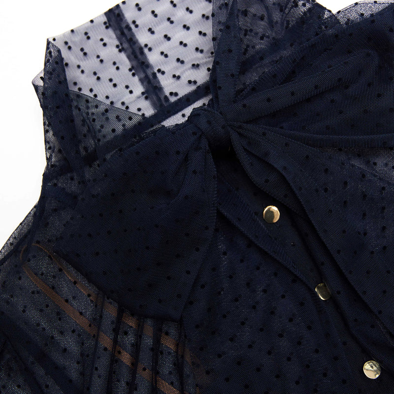 Self Portrait Dot Mesh Midi Dress in Navy
