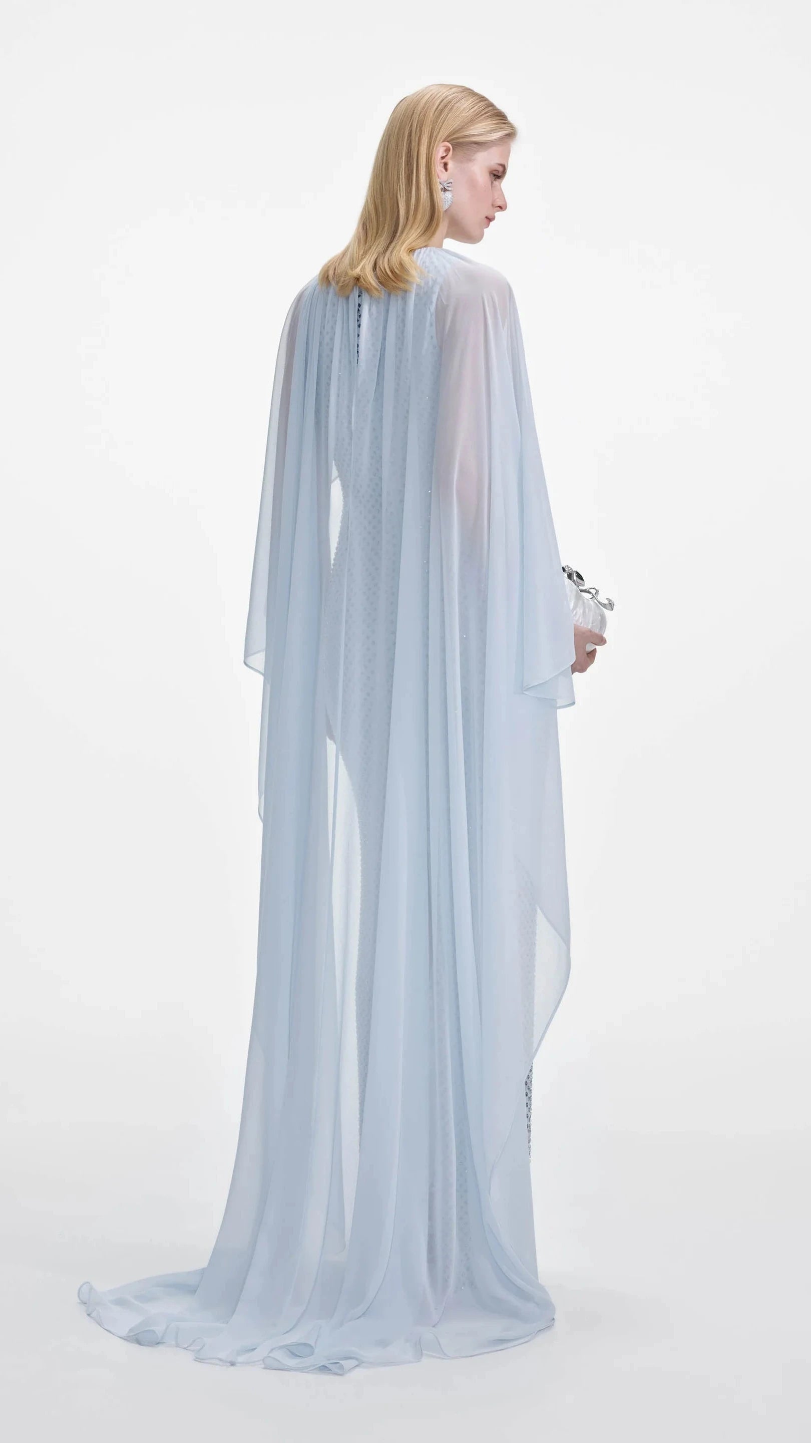 blue dress for baby girl Embellished Cape Dress Powder-Blue / FR 46 main image 1