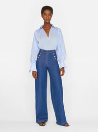 Frame Denim Sailor Snap Wide Leg High Waisted Jean in Adele