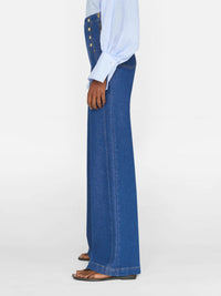 Frame Denim Sailor Snap Wide Leg High Waisted Jean in Adele