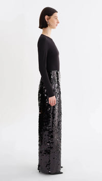Lamarque Stacy Sequin Wide Leg Pants in Black