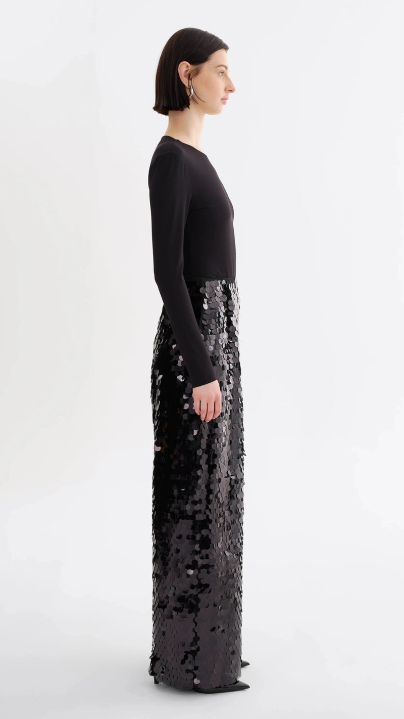 Lamarque Stacy Sequin Wide Leg Pants in Black