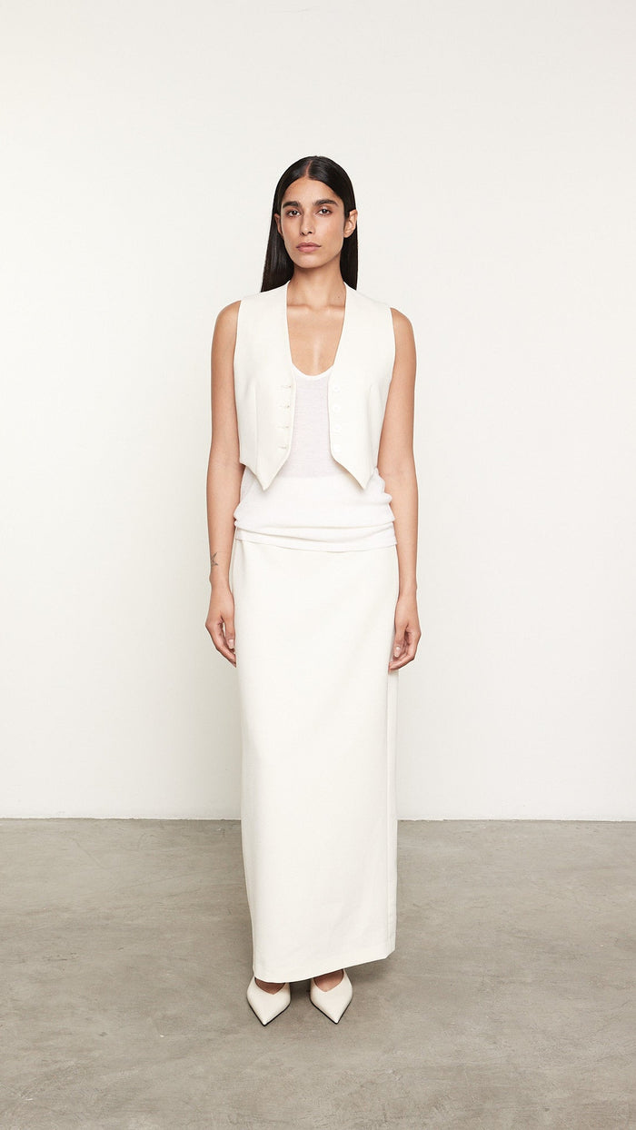 Enza Costa Crepe Resort Vest in Cream