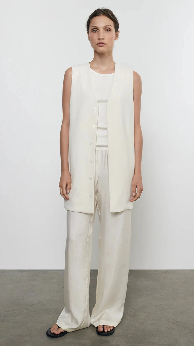 Enza Costa Supima Knit Easy High Tank in White