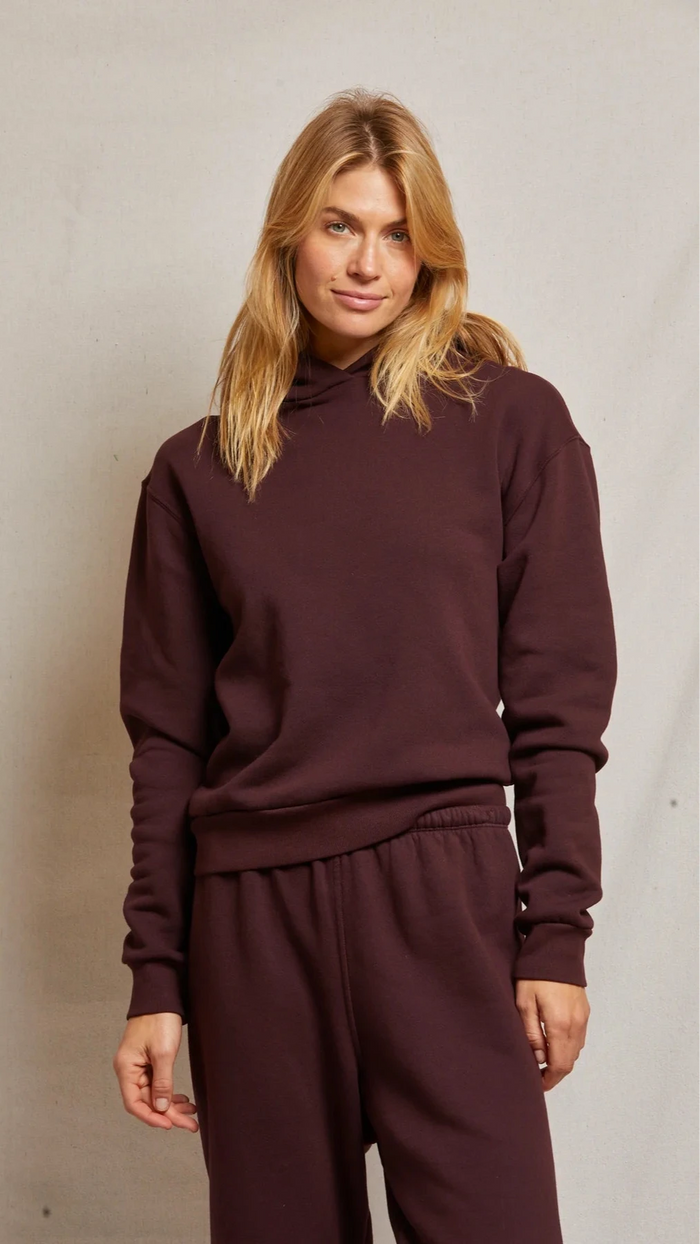 Perfect White Tee Heart Fleece Hoodie in Blackberry