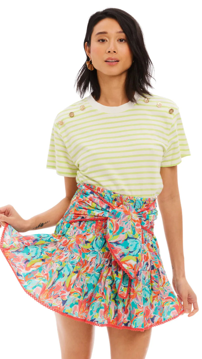 Allison New York Brooklyn Stripe Tee in Lime Stripe