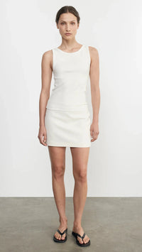 Enza Costa Supima Knit Easy High Tank in White